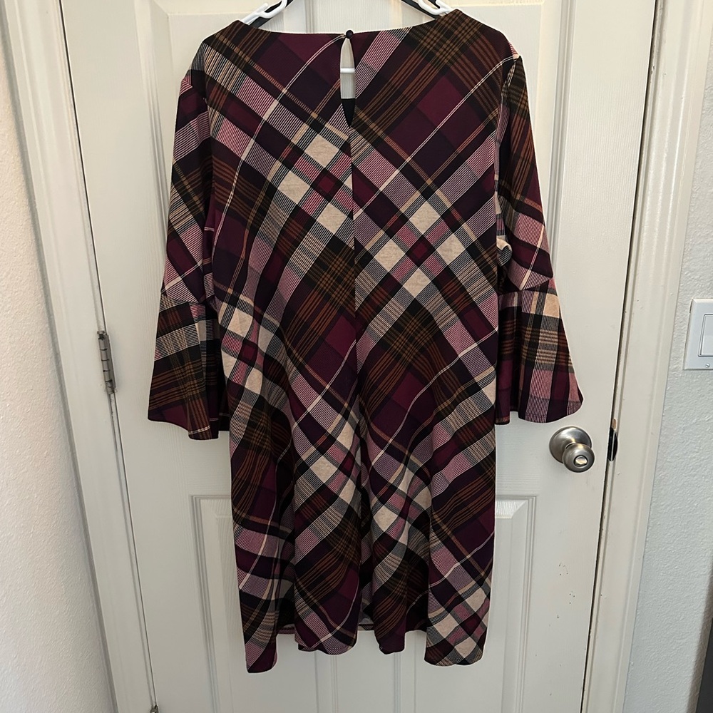 Plaid Women's Dress in Purple and Brown plus size 2X